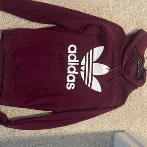 Adidas Burgundy Hoodie with White Logo